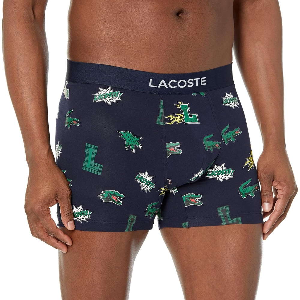 image:imageLacoste Mens Cotton Stretch Print Animation Boxer BriefsMidnight BlueMulticolor