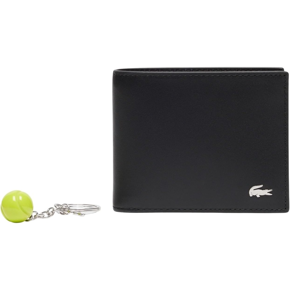 image:imageLacoste Mens FG Billfold and Keychain Gift Set Noir Kr Ball Jaune Fluo
