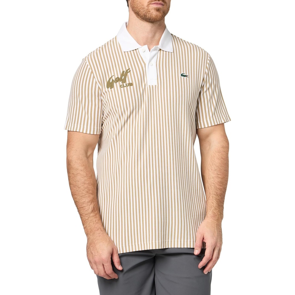 image:imageLacoste Mens Heat Regulating Striped Golf PoloVienneseWhite