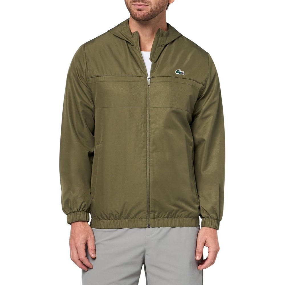image:imageLacoste Mens Lightweight Performance Zip JacketOliveOliveOlive