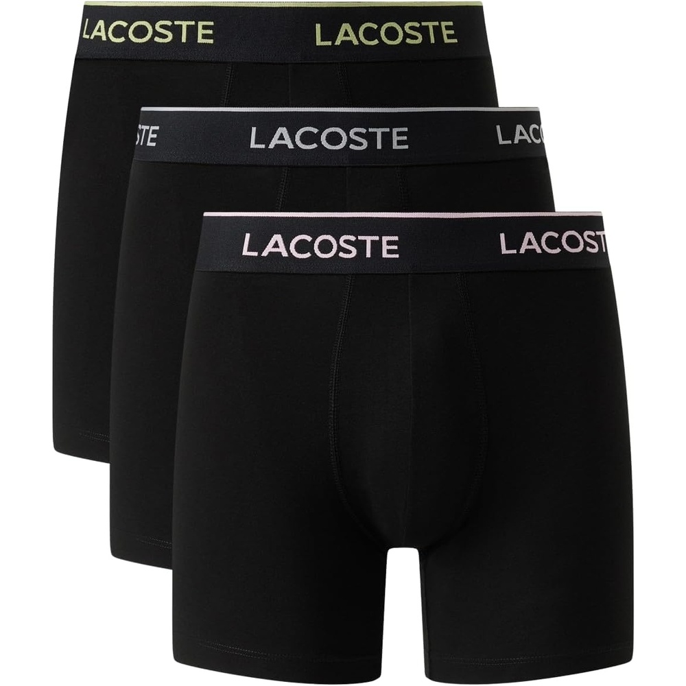 image:imageLacoste Mens Long Stretch Cotton Jersey Boxer Brief 3packBlackAlbiziaElephant Grey