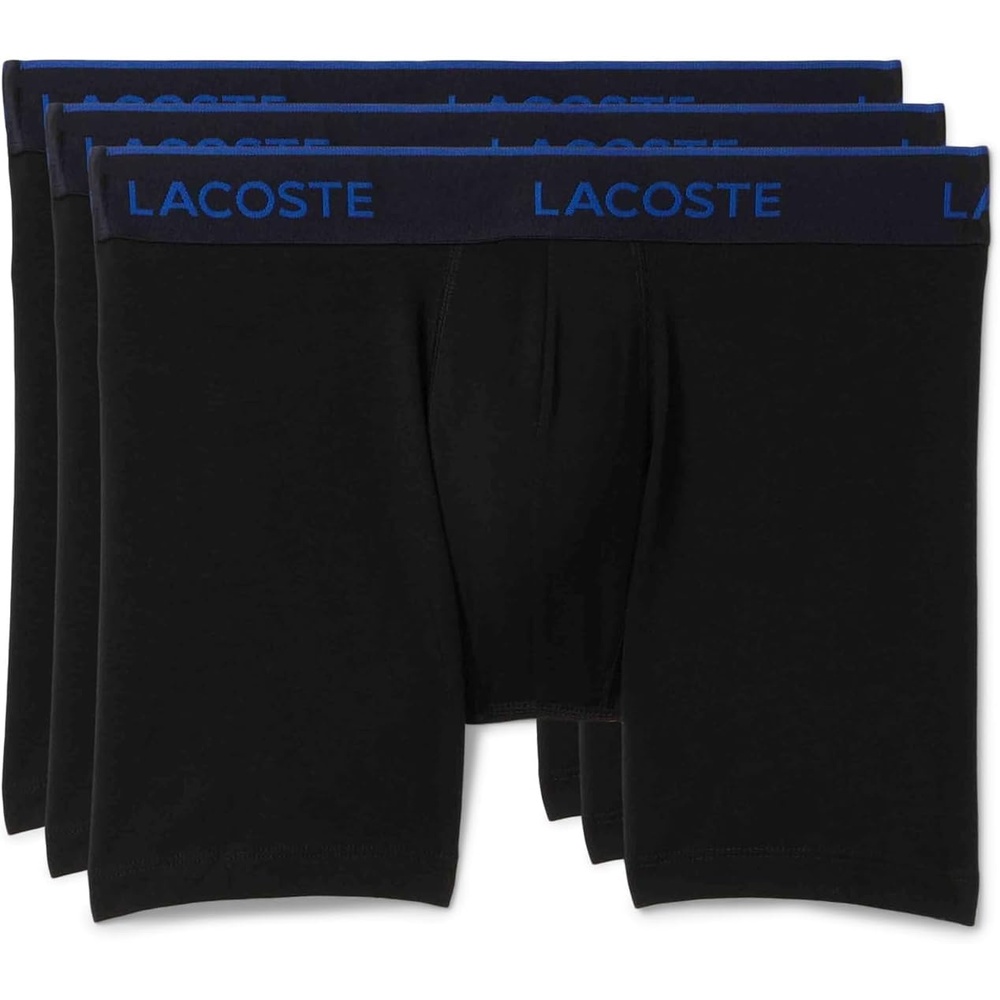 image:imageLacoste Mens Long Stretch Cotton Jersey Boxer Brief 3packBlackWhiteCaptainGreen