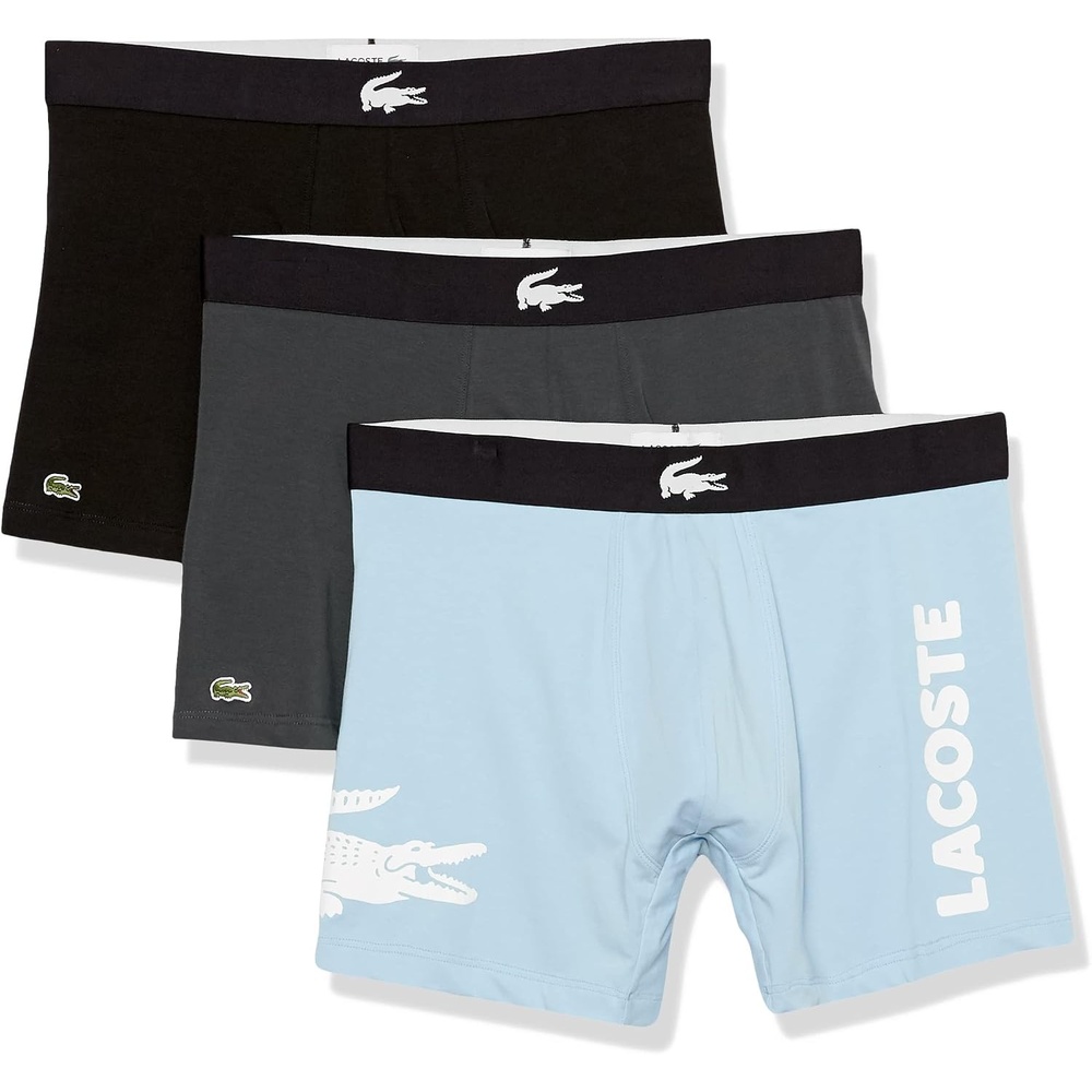 image:imageLacoste Mens Long Stretch Cotton Jersey Boxer Brief 3packSky MistBlackMidnight Blue