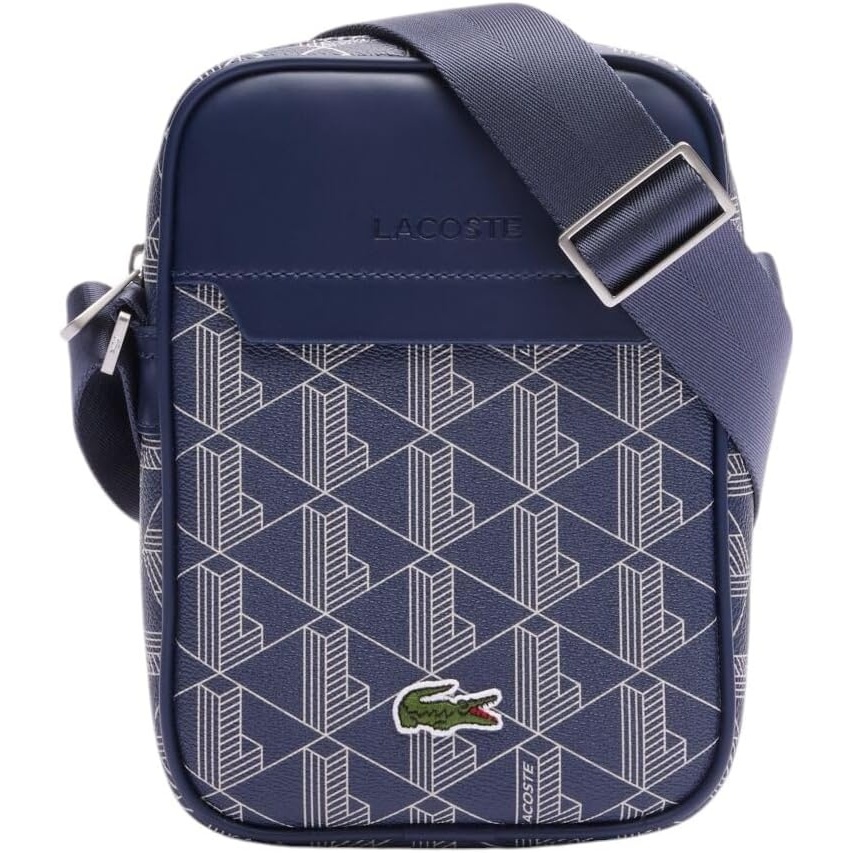 image:imageLacoste Mens Monogram SatchelDove GreyWhiteNavy BlueSunny