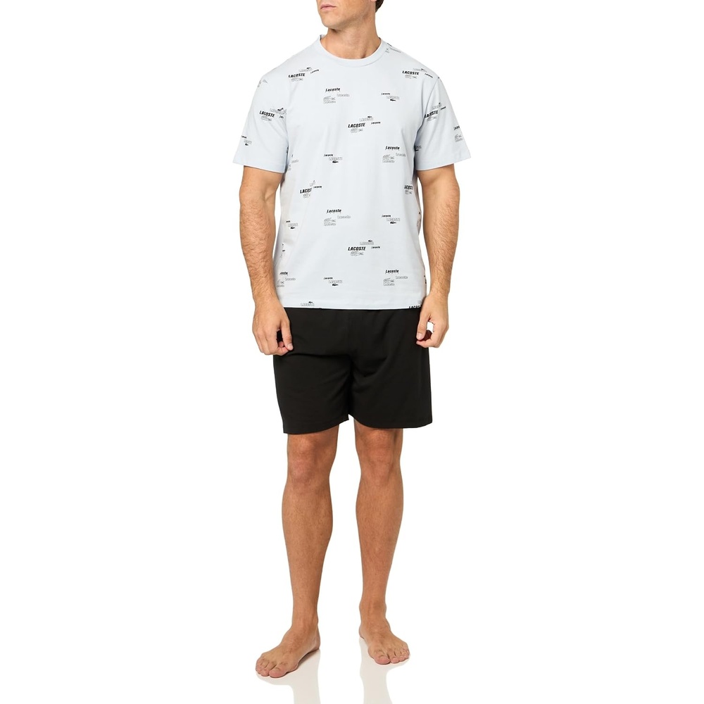 image:imageLacoste Mens Print Top Pajama SetBlue Black