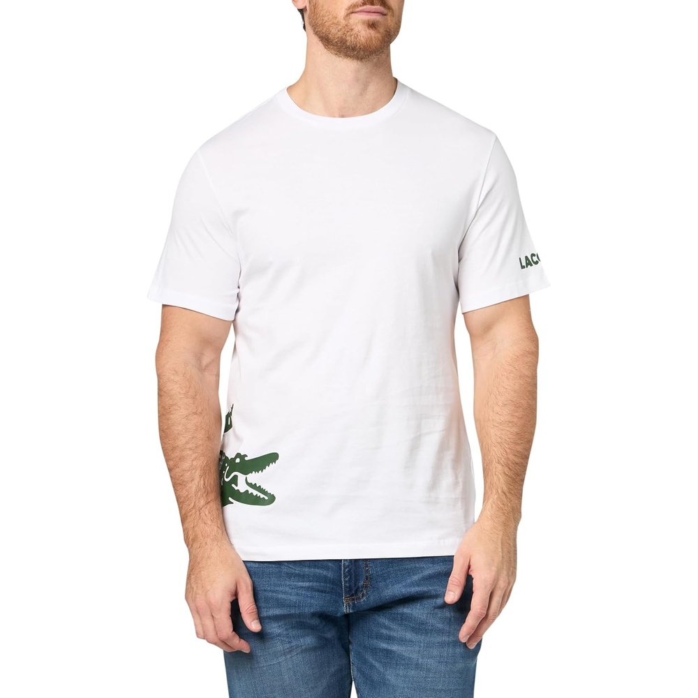 image:imageLacoste Mens Printed Cotton Loungewear TShirtWhiteThyme