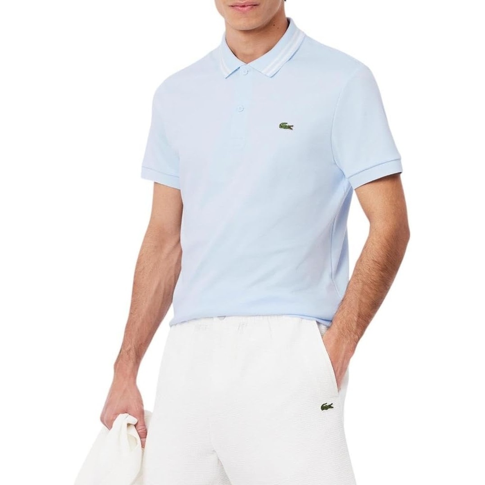 image:imageLacoste Mens Regular Fit Cotton Pima Interlock Polo ShirtRill Blue