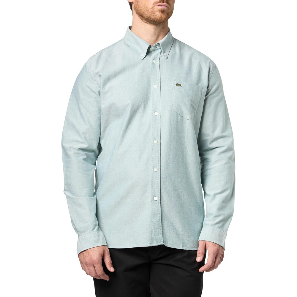 image:imageLacoste Mens Regular Fit Oxford ShirtWhiteGreen