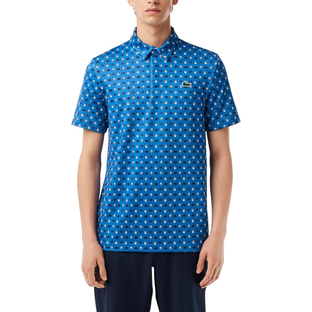 image:imageLacoste Mens Regular Fit UV Protect AllOver Print Golf Polo Shirt LadiguePhoenix Blue XLarge
