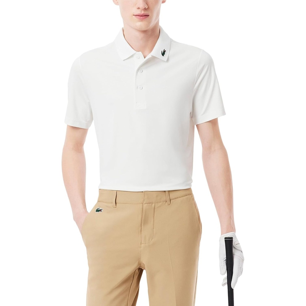 image:imageLacoste Mens Regular Fit UV Protect Collar Logo Golf Polo Shirt White XLarge