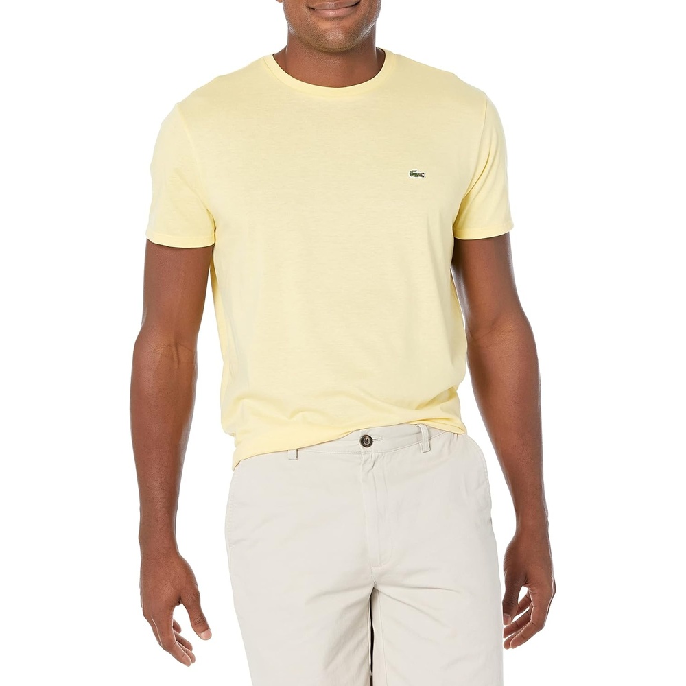 image:imageLacoste Mens Short Sleeve Pima Jersey Crew Neck TeeNapolitan Yellow