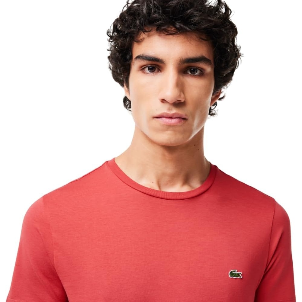 image:imageLacoste Mens Short Sleeve Pima Jersey Crew Neck TeeSierra Red