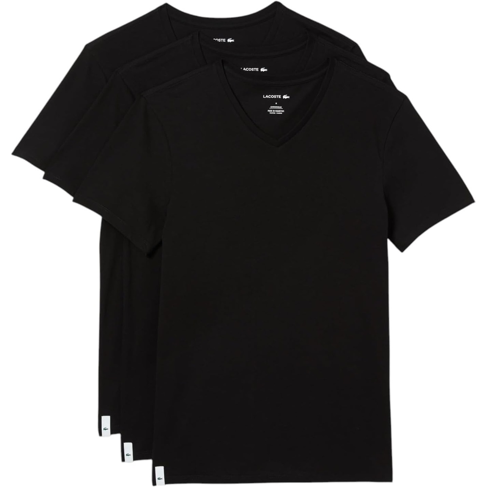 image:imageLacoste Mens Slim Fit Vneck Undershirt 3packBlack