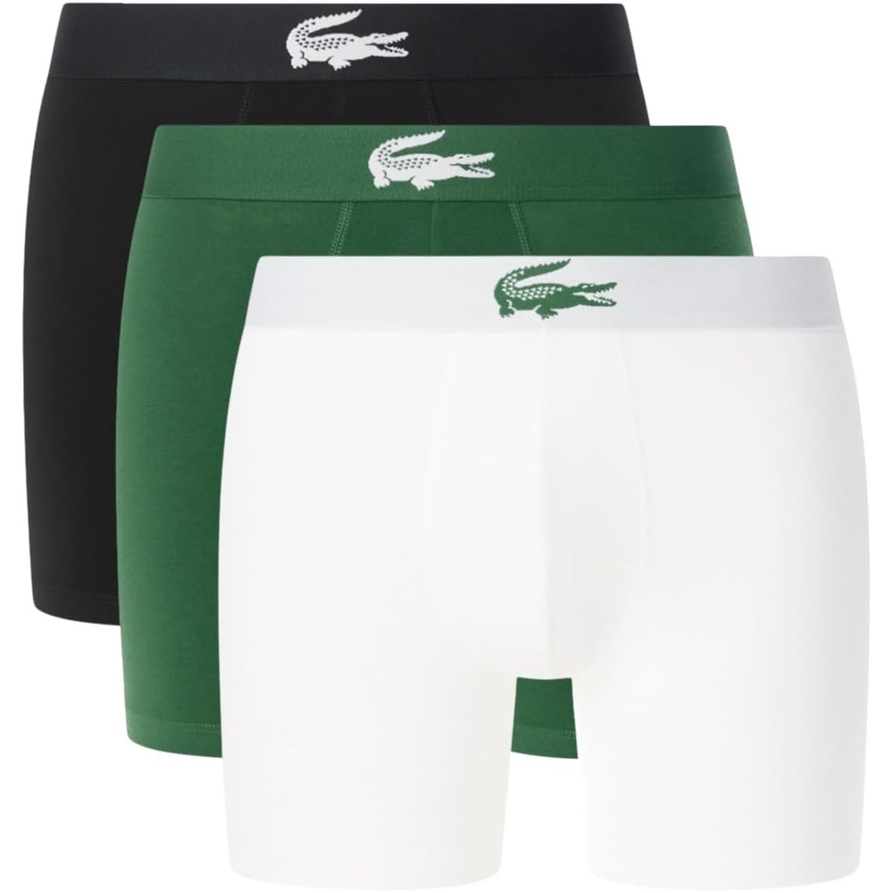 image:imageLacoste Mens Stretch Jersey Boxer Briefs 3packWhiteGreenBlack