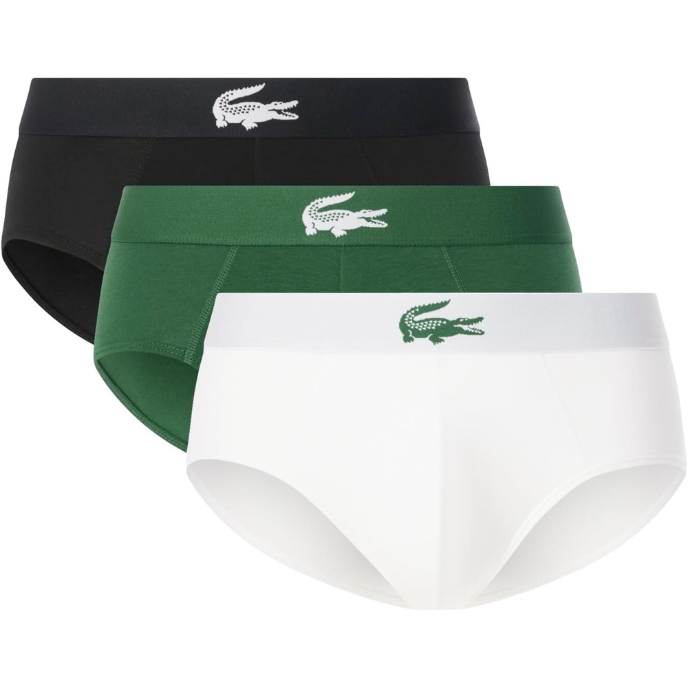 image:imageLacoste Mens Stretch Jersey Briefs 3packWhiteGreenBlack