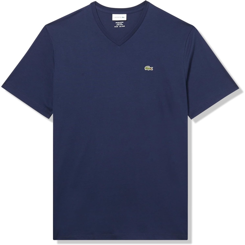 image:imageLacoste Mens VNeck Jersey Pima TShirt Plus SizeNavy Blue