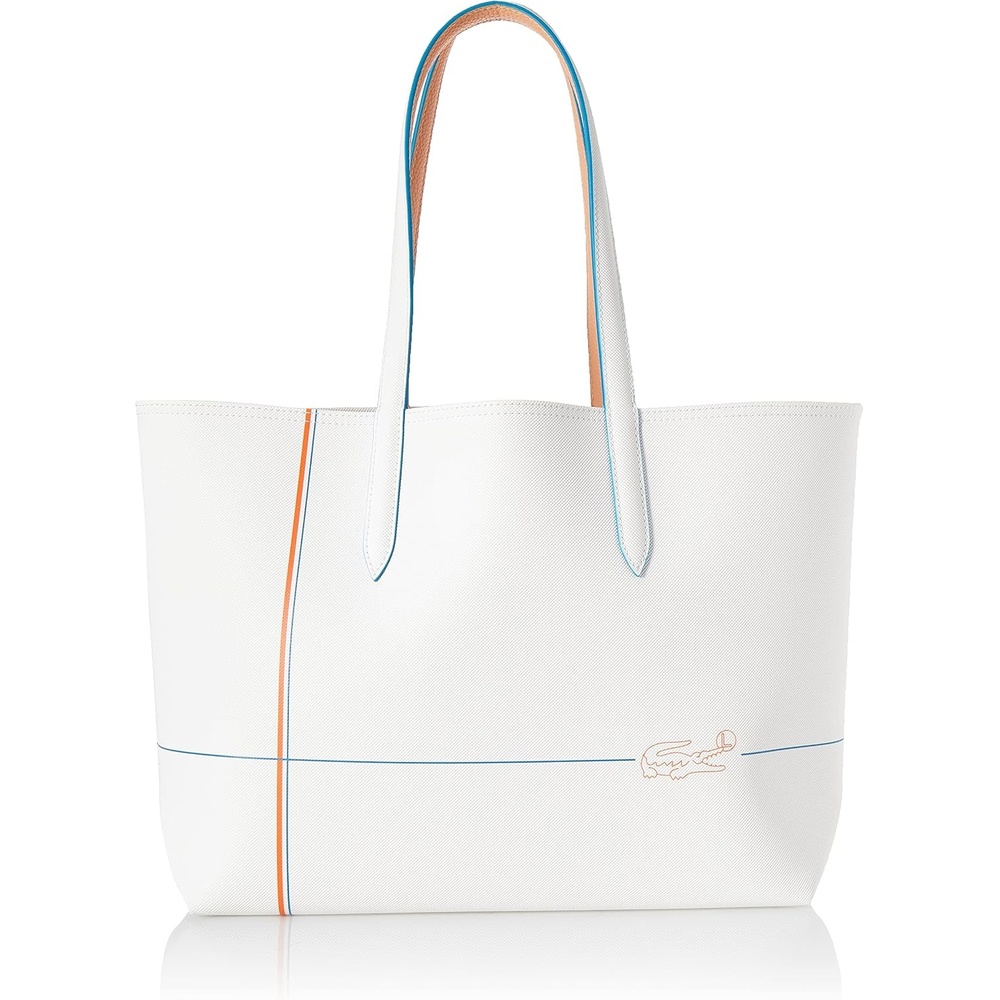 image:imageLacoste Womens Anna Large Reversible Tote BagClean WhiteRecifal Rayures