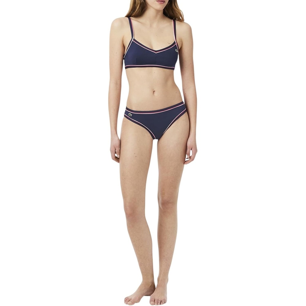 image:imageLacoste Womens Contrast Trim Swim BriefsNavy BlueRedWhite