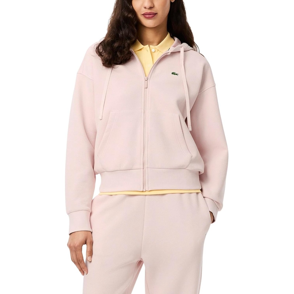 image:imageLacoste Womens Double Face Pique Zip Up Hooded SweatshirtNidus