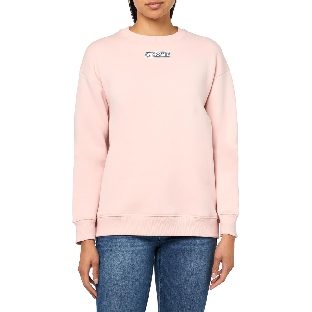 image:imageLacoste Womens Oversized Brushed Fleece Crew Neck SweatshirtBlush