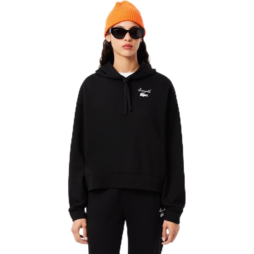 image:imageLacoste Womens Oversized Logo HoodieBlack