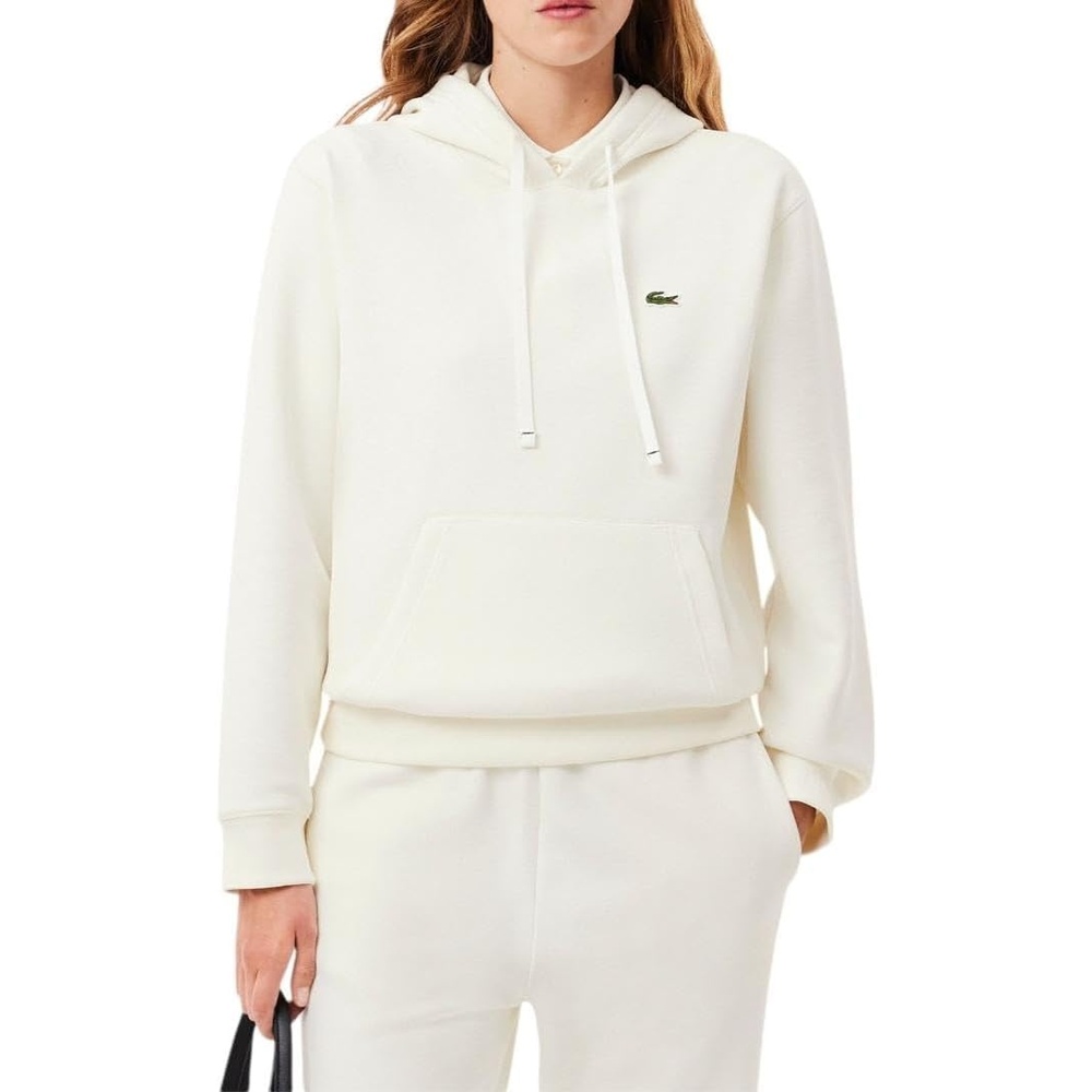 image:imageLacoste Womens Relaxed Fit Double Face Pique HoodieFlour