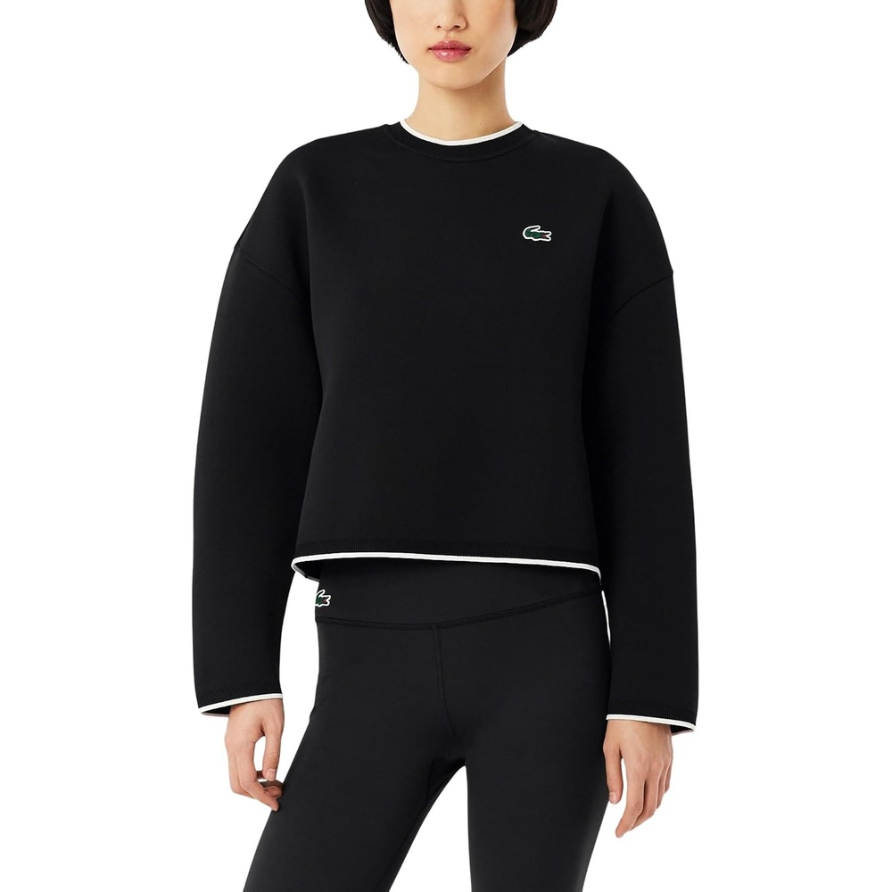 image:imageLacoste Womens Relaxed Fit High Neck SweatshirtBlack White