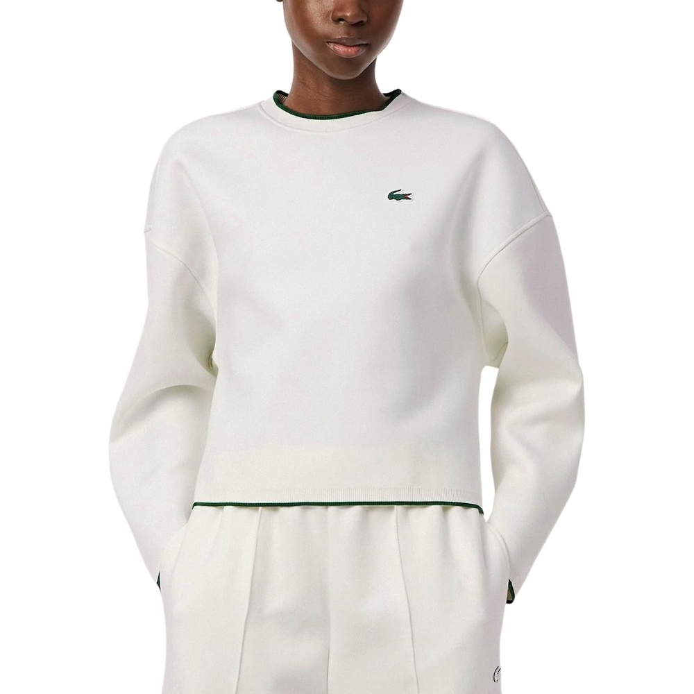 image:imageLacoste Womens Relaxed Fit High Neck SweatshirtWhite Green