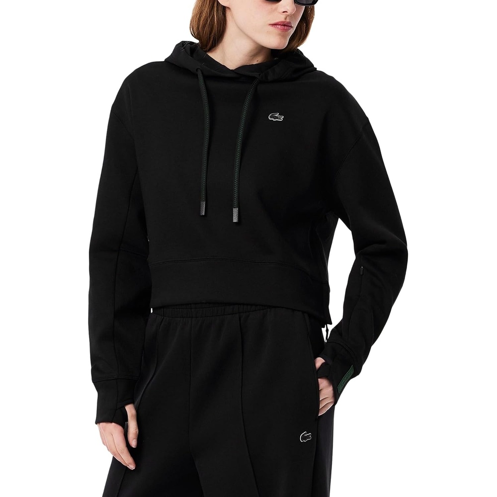 image:imageLacoste Womens Short Cut Cotton HoodieBlack