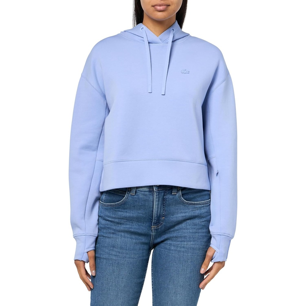 image:imageLacoste Womens Short Cut Cotton HoodieDelphinium Purple