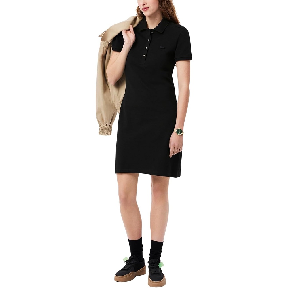 image:imageLacoste Womens Slim Fit Stretch Petit Piqu Polo DressBlack