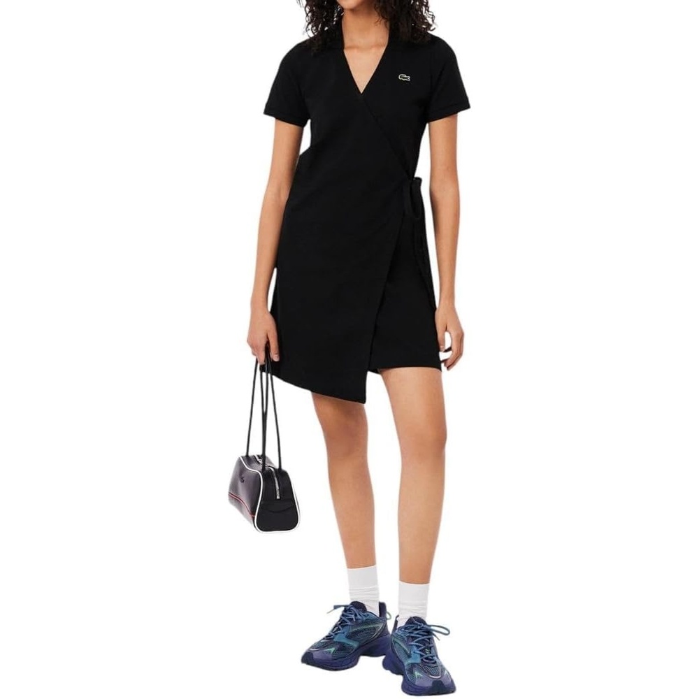 image:imageLacoste Womens Stretch Mini Pique Wrap DressBlack
