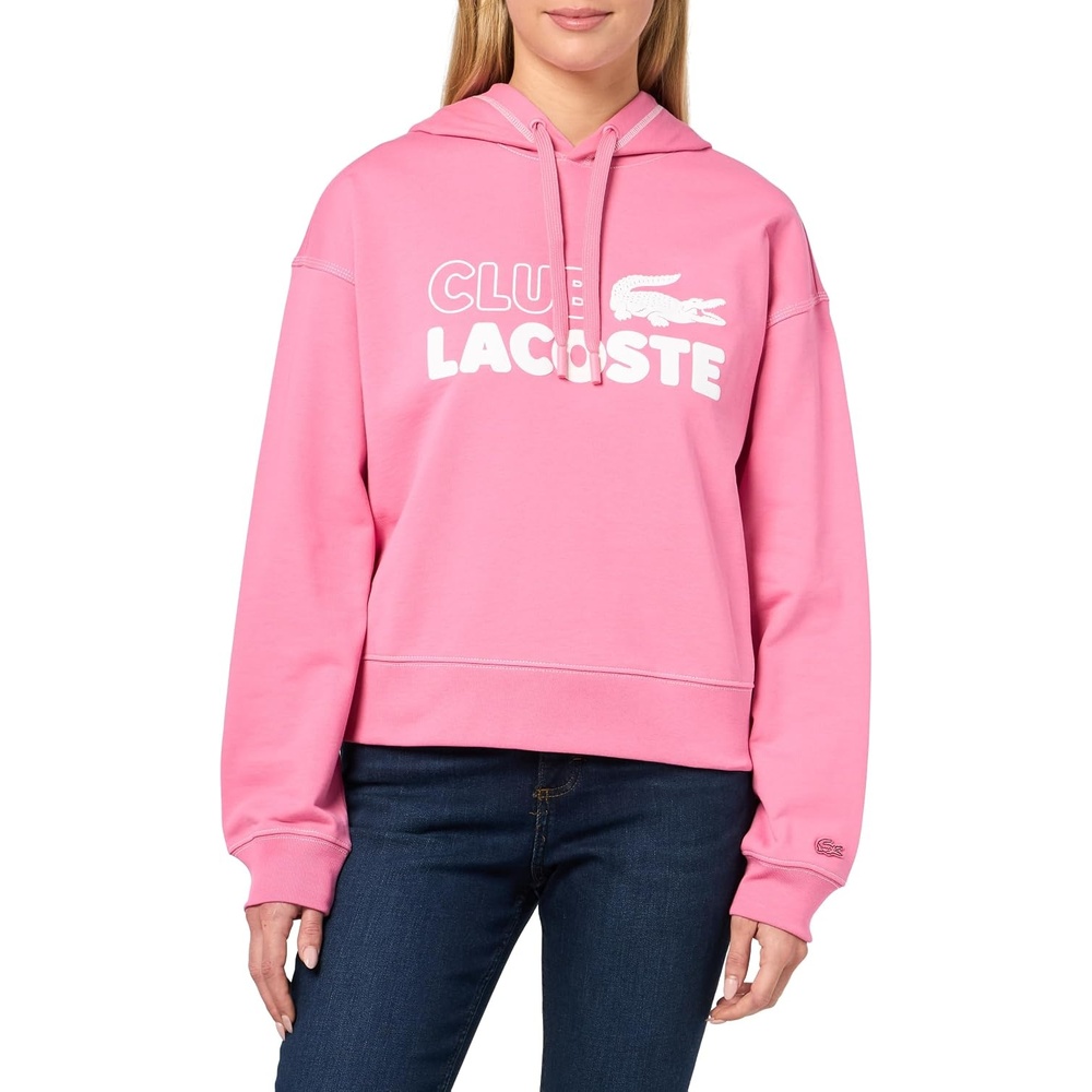 image:imageLacoste Womens Texture Print Hoodie Reseda Pink 8