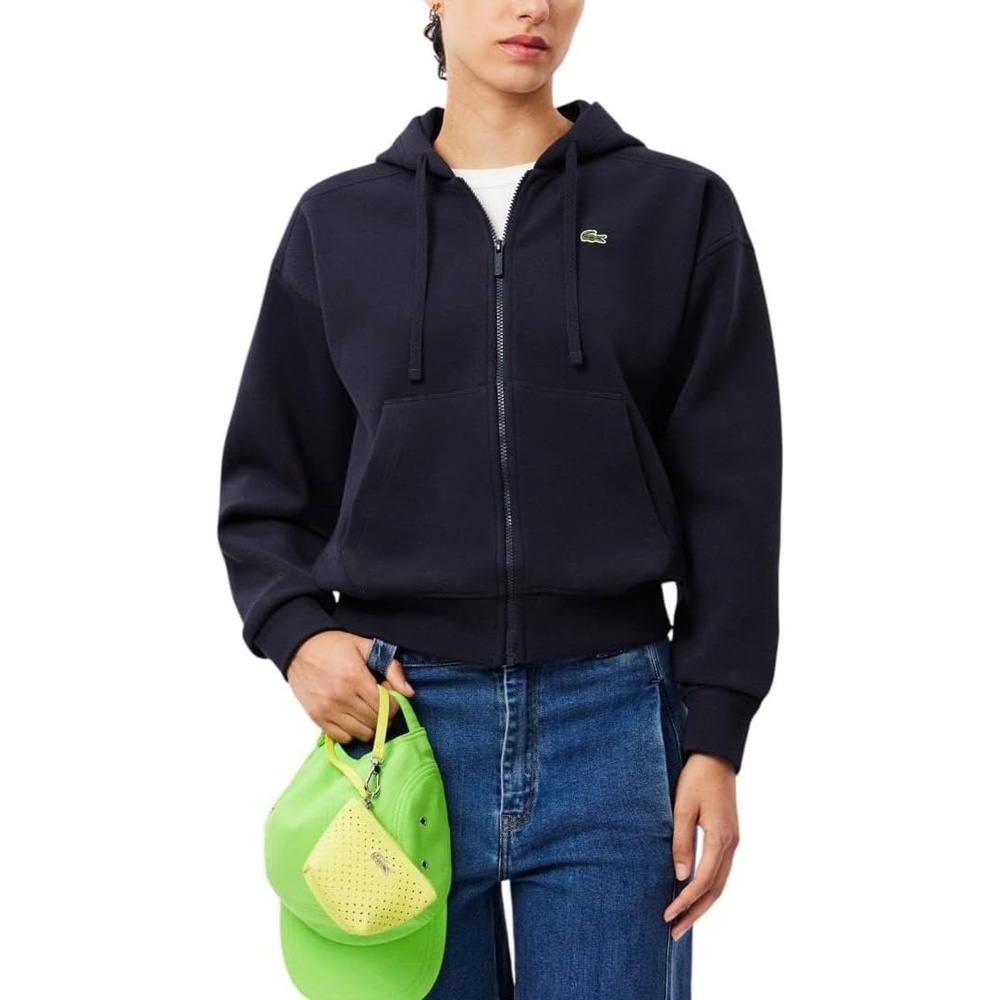 image:imageLacoste Womens Zipup Pique HoodieMidnight Blue