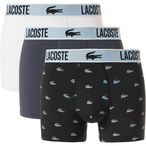 Lacoste 3-Pack All Over Print Active Microfiber Trunks(Black/Navy/White)