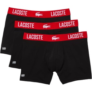 Lacoste 3-Pack All Over Print Active Microfiber Trunks(Black/Red)