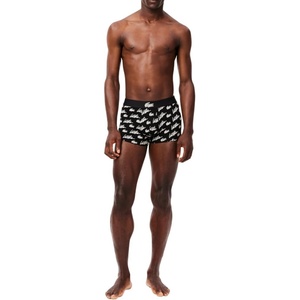 Lacoste 3-Pack All Over Print Active Microfiber Trunks(Black/White)
