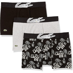 Lacoste 3-Pack All Over Print Active Microfiber Trunks(Black/White/Dove Grey)