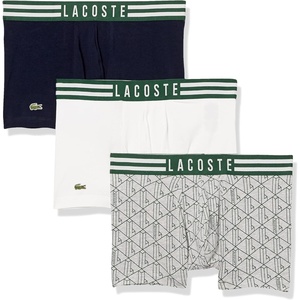 Lacoste 3-Pack All Over Print Active Microfiber Trunks(Dove Grey/White/Navy Blue)