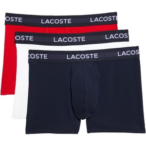 Lacoste 3-Pack All Over Print Active Microfiber Trunks(Navy Blue/White/Red (New))
