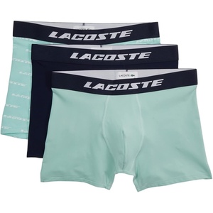 Lacoste 3-Pack All Over Print Active Microfiber Trunks(Soft Mint/Navy Blue/Arctic Blue)