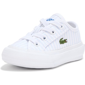 Lacoste Infant’s Backcourt Sneakers(Stripes Light Blue/White)