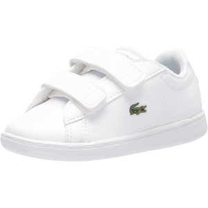 Lacoste Infant’s Carnaby Evo Sneaker(White/Gloss/Log/Marzipan/Java Blue 1.0)
