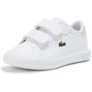 Lacoste Kids Powercourt Sneakers (Toddler/Little Kid)(White & Light Pink)