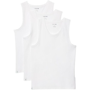 Lacoste Men’s 100% Cotton Regular Fit Crew Neck Tank Top, 3-pack(White)