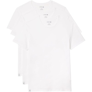 Lacoste Men’s 100% Cotton Regular Fit Crew Neck Undershirt, 3-pack (Amazon Exclusives)(White)