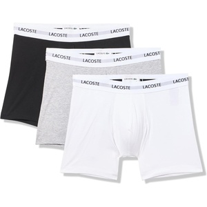 Lacoste Men’s 3 Pack Boxer Briefs(Black/White/Grey)