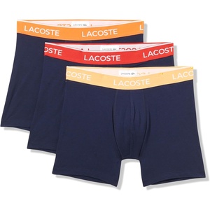 Lacoste Men’s 3 Pack Boxer Briefs(Navy Blue/Orange/Red)