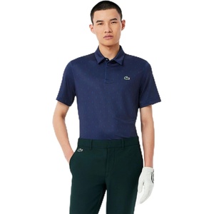 Lacoste Men’s Anti-UV Printed Golf Polo Shirt, Navy Blue/Globe All Over Print, XX-Large