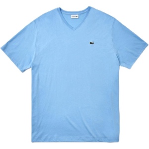 Lacoste Men’s Big & Tall Regular Fit Ribbed V-Neck T-Shirt(White)